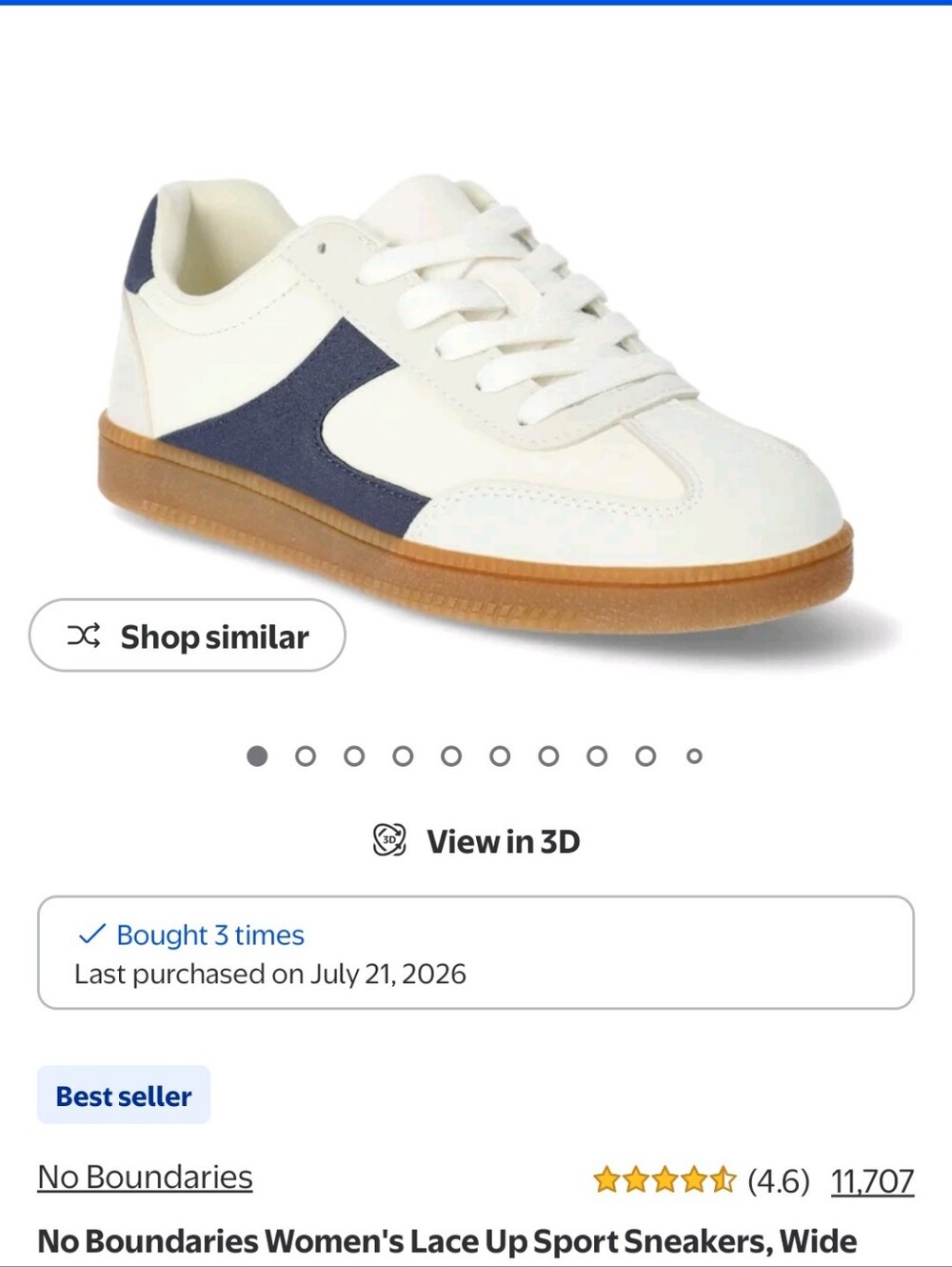 No Boundaries White and Navy Women's Lace-Up Sneakers